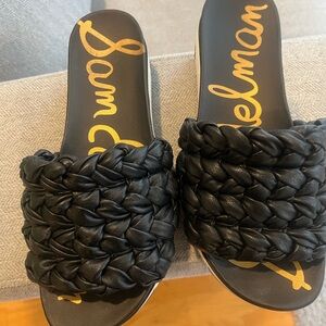 Sam Edelman Black Woven Leather Slide Sandals 5